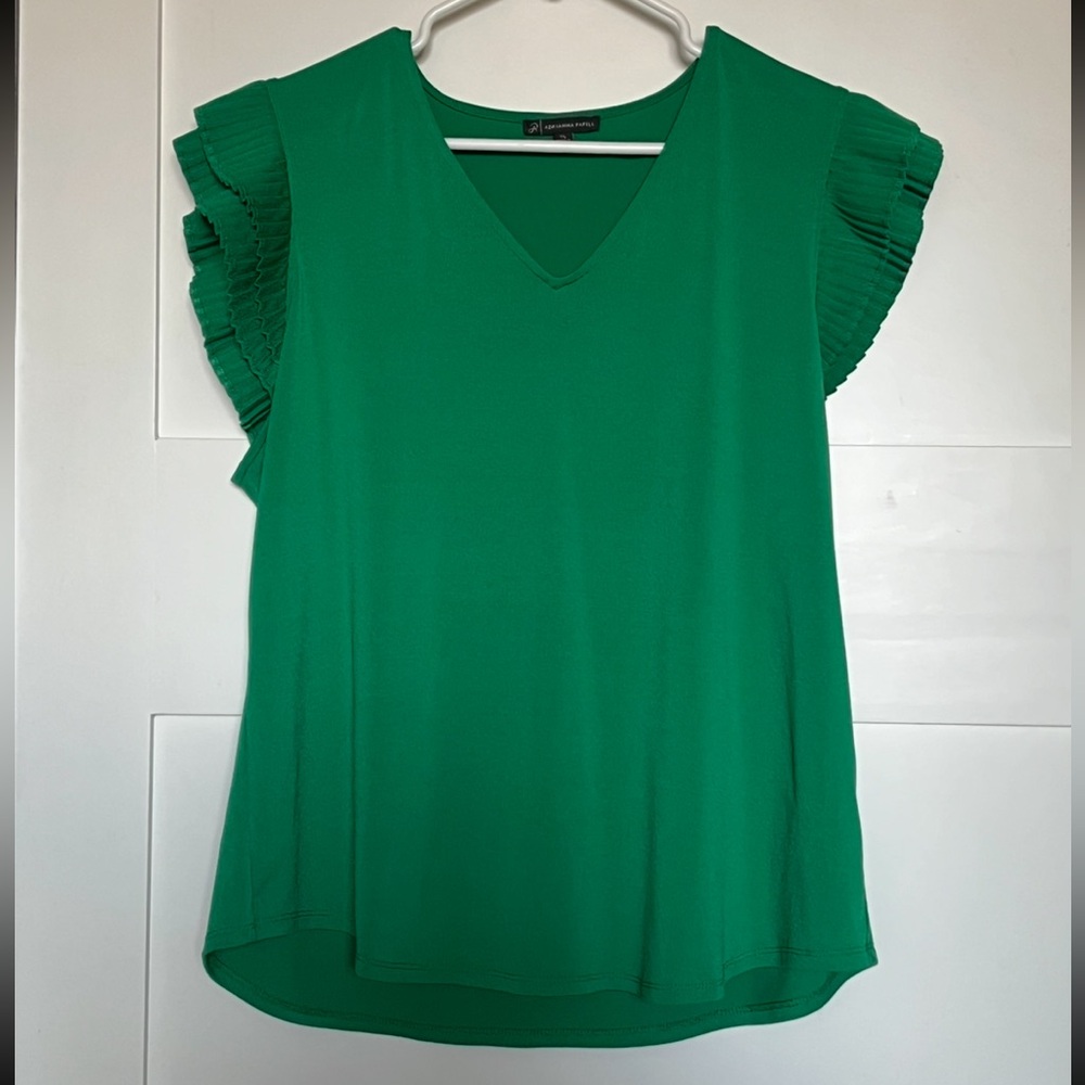Adrianna Papell Emerald Ruffle Sleeve Blouse Womens Size XL